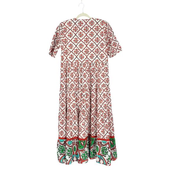 Anthropologie Ro's Garden Daphne Short Sleeve Midi Cotton Dress Medium - Picture 4 of 11